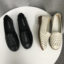 Withdrawal Cabinet Broken Code Genuine Leather Women Shoes Breathable Hollowed-out Bean Shoes Foreign Trade Summer Leisure Middle Aged Mother Single Shoes Sandals