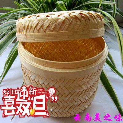 Vietnam handmade imported bamboo weaving small basket Bamboo Basket Pu'er Loose Tea Bag box Storage Box Bamboo Core Small Bucket Direct Sale-Taobao