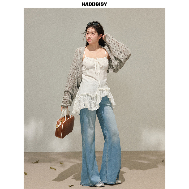 Zeng Xiaoxian Plus-Size Women's Clothing Korean Style for Slightly Chubby Girls, Irregular White Camisole Top and Blouse Autumn Set