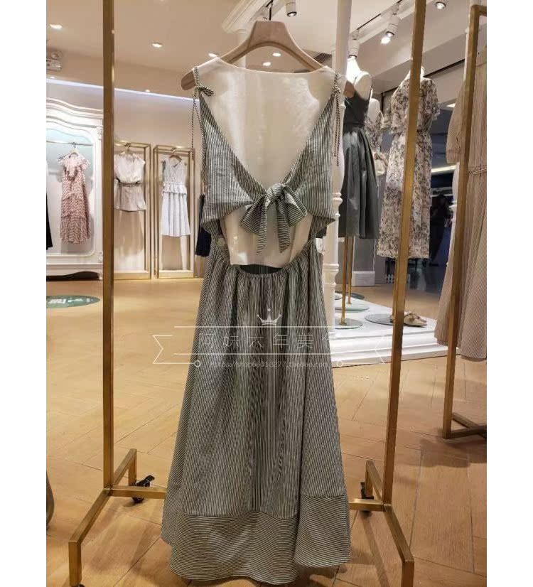 MỘT THÊM BẠN Wen Mo Women 2019 Mùa hè Váy hai dây mới Nữ A1XA9205A24 - Váy eo cao 	váy buộc dây eo