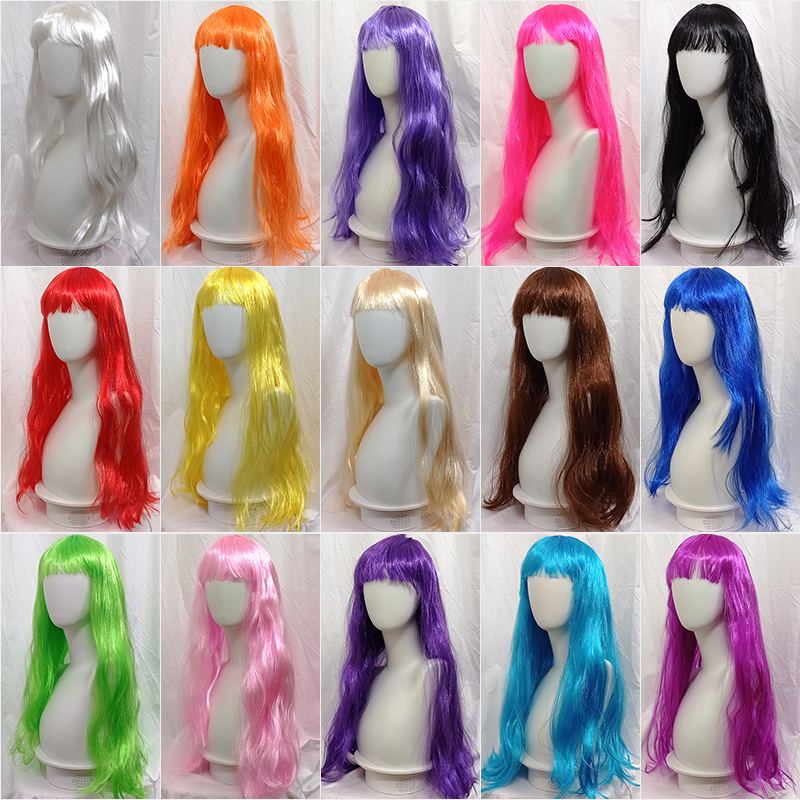 Long Straight Hair Wig Headgear for Women, Colorful Multi-Color, Cross-Dressing, Unisex, Popular Online, Skit Performance, Quirky Full Head Wig