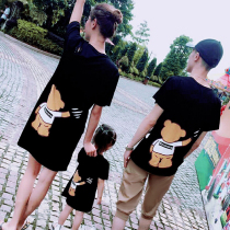 A family of three summer clothes baby Foreign style fashion large size mother womens clothing mother and child short sleeve T-shirt skirt four