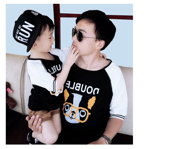 2018 con chó năm gia đình trang bị mùa hè gia đình mới ba kích thước lớn lỏng gia đình nhà bông mẹ và con phụ nữ thủy triều set đồ đẹp cho mẹ và bé