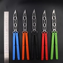 No Frontier Fly Butterfly Green Tea Lucha Practice Unopened Blade Butterfly Knife Thrower Training Toy Balisong Flower Style