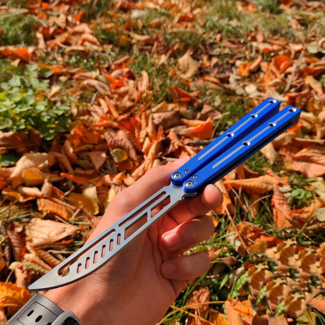 ONE sea monster balisong aluminum handle fancy safety practice toy safety butterfly knife practice toy