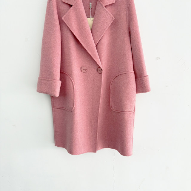 The Same Style as the Mall's Tja9068 New Model for Women in 2025, Fashionable Loose-Fitting, Versatile Double-Sided Wool Coat for Winter