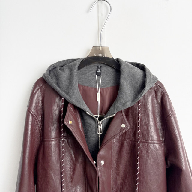 Same Style as in the Mall W25C339 New Women's 2026 Spring Fashion Loose-Fitting Versatile Faux Two-Piece Leather Jacket