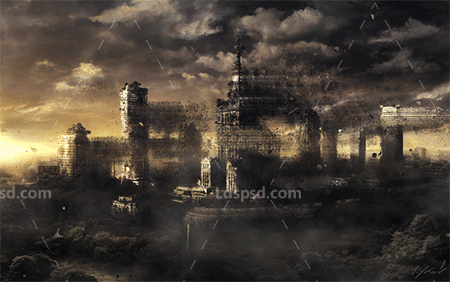 极品PS动作-沙尘飞扬(GIF动画/含高清视频教程)：Dust Storm Animation Photoshop Action