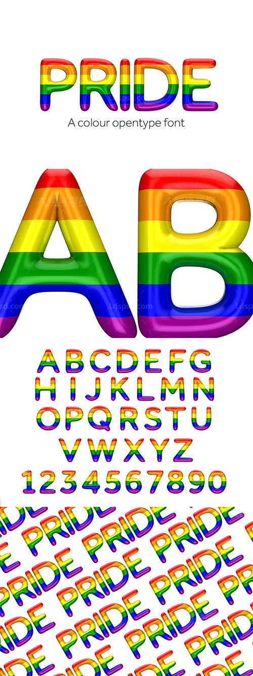 彩虹SVG英文字体：Pride font color open type font