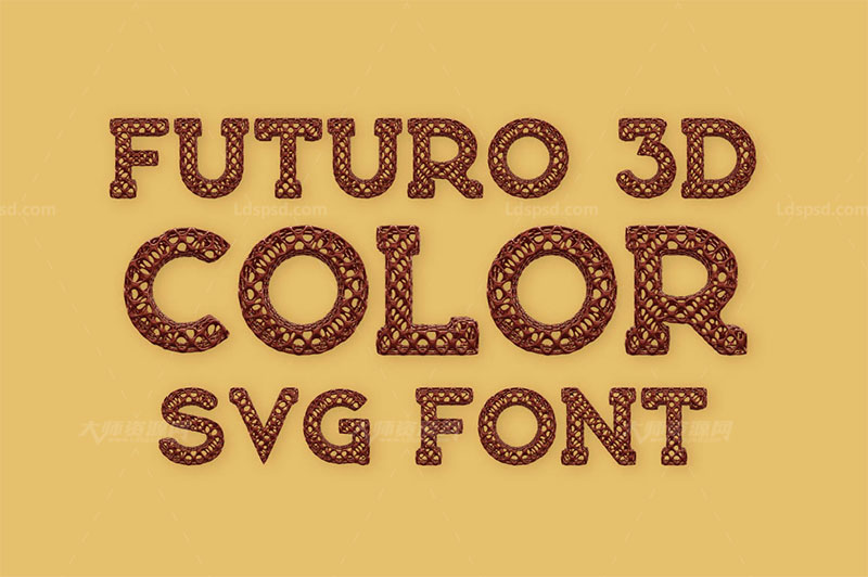 不错的3D网眼SVG英文字体：Futuro 3D Color SVG Font