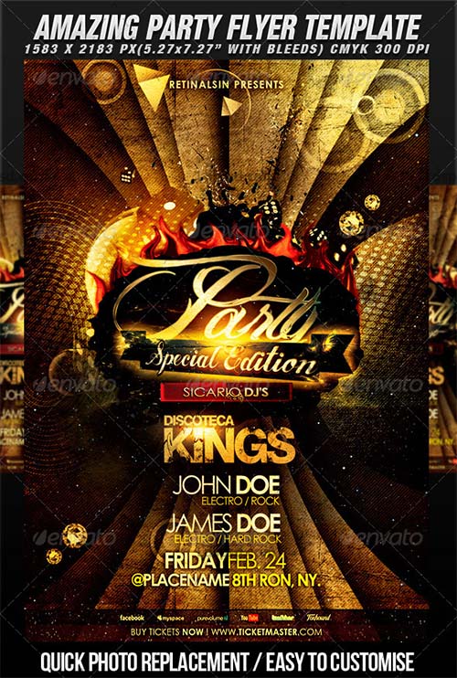 Amazing Party Flyer Template,顶级派对海报/传单模板