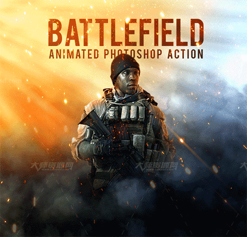 Battlefield - Animated Photoshop Action,极品PS动作－战场英雄(含高清视频教程)