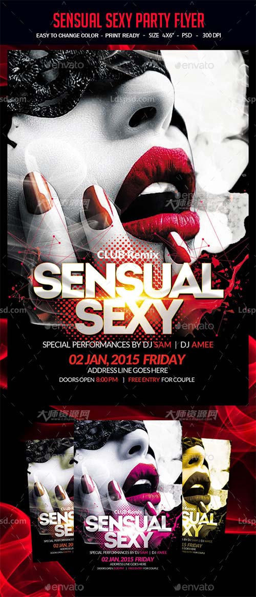 Sensual Sexy Party Flyer,性感女性派对传单模板