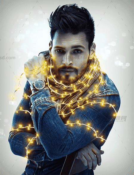 极品PS动作－灯光闪烁(含高清视频教程)：Animated Lights Photoshop Action