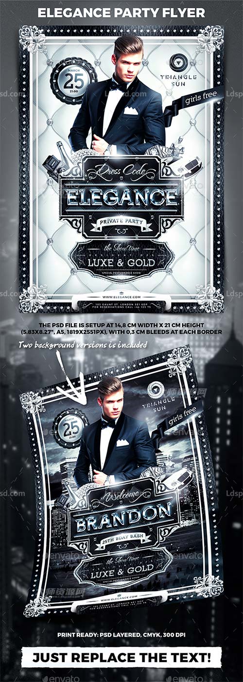 Elegance Party Flyer,高雅的聚会派对传单模板