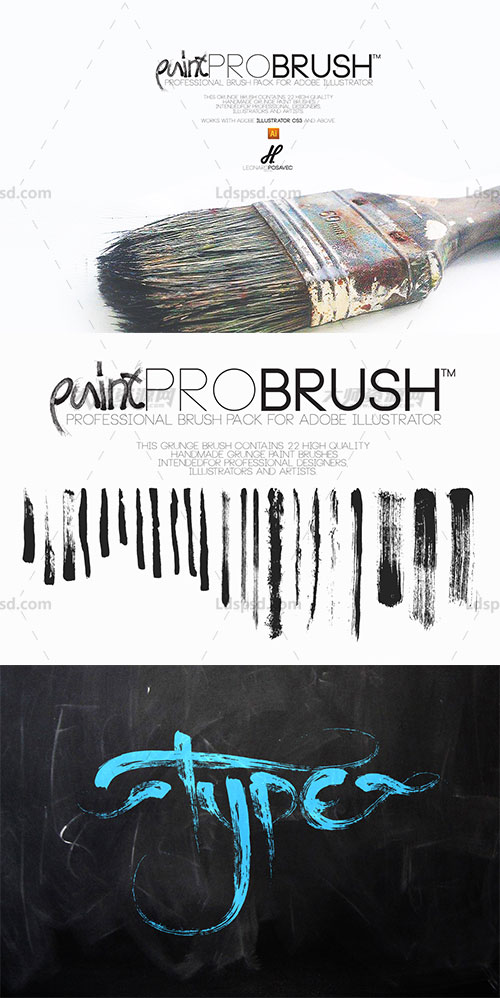 Brush | PaintProBrush v.1.2,极品AI画笔－46支排刷书法笔触效果