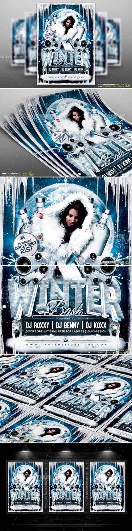 Winter Bash Flyer Template,冬季派对传单模板