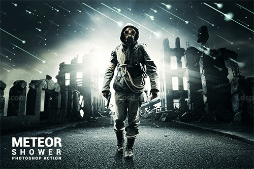 极品PS动作－流星雨(含高清视频教程)：Animated Meteor Shower Photoshop Action