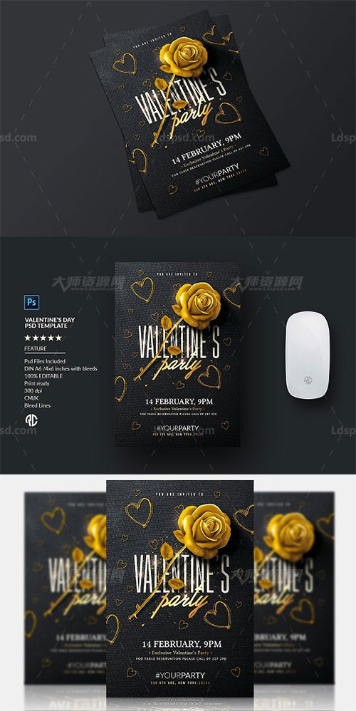 Classy Valentine's Party,优雅的情人节海报/传单模板