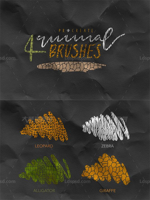 Procreate Brush Box Vol 05,极品Procreate笔刷－4支裂缝纹理效果