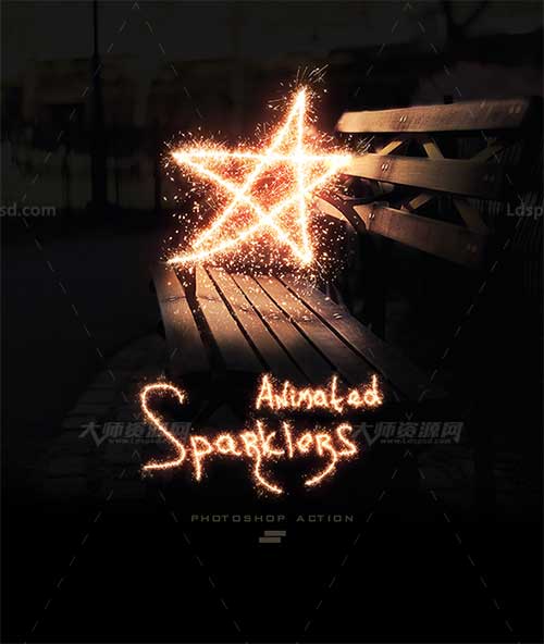 Gif Animated Sparkler Photoshop Action.极品PS动作－璀璨星光(GIF动画/含高清视频教程)