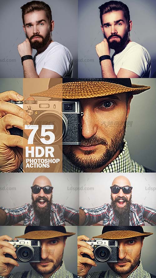 75 HDR Photoshop Actions,PS动作－75个HDR效果