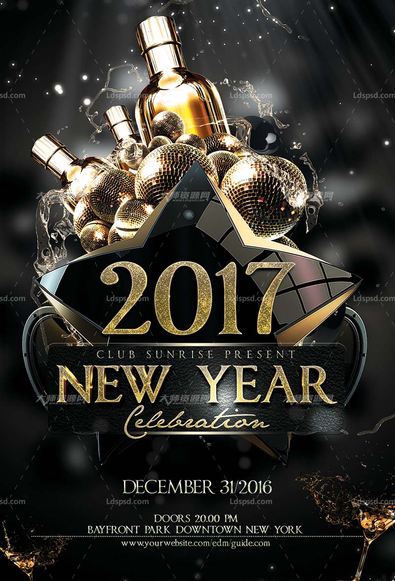 NYE Flyer Template,新年庆典海报/传单模板