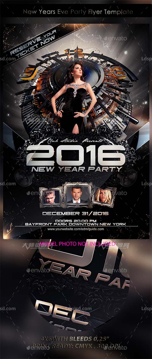 New Years Eve Party Flyer Template,除夕晚会海报/传单模板