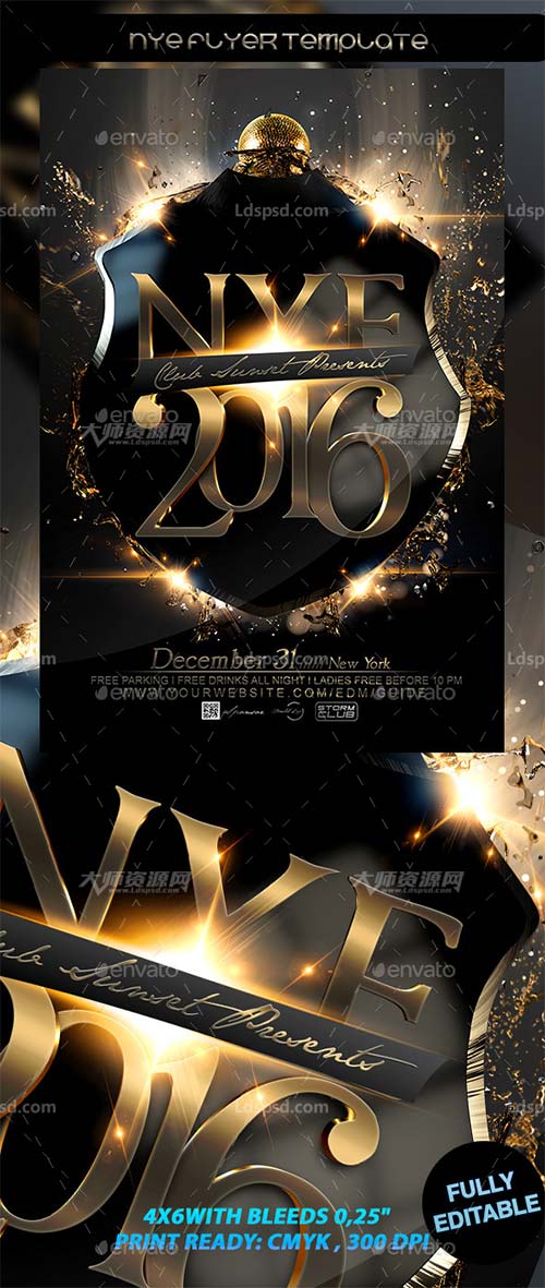 NYE Flyer Template,新年庆典海报/传单模板