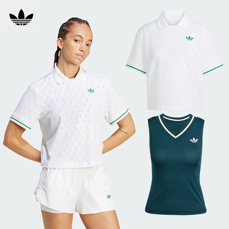 Adidas Adidas Tennis Wear Women's Clover 25 Wimbledon Quick-Drying Breathable Sportswear Short-Sleeved Vest