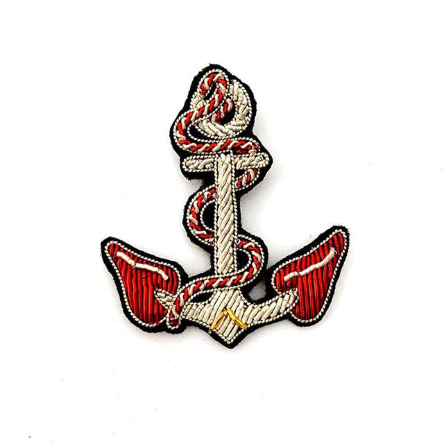 Alicestudio French handmade metal embroidery anchor helm style nautical sailing ship cruise brooch accessories