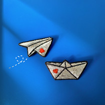 Dream set out handmade embroidery Japanese cute cartoon paper airplane paper boat brooch accessories decoration badge pin tide