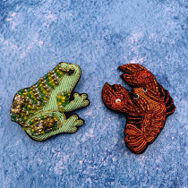 ALICE STUDIO new design handmade nail bead wire embroidered frog brooch lobster badge badge