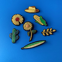 Europe and America West World hand embroidered brooch sunflower corn cowboy hat wheat ear plant pin badge accessories