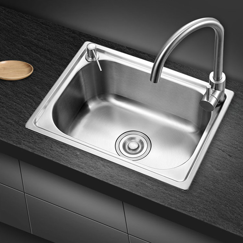 304 stainless steel sink single-slot kitchen washbasin washbasin single basin thickened washbasin large pool set