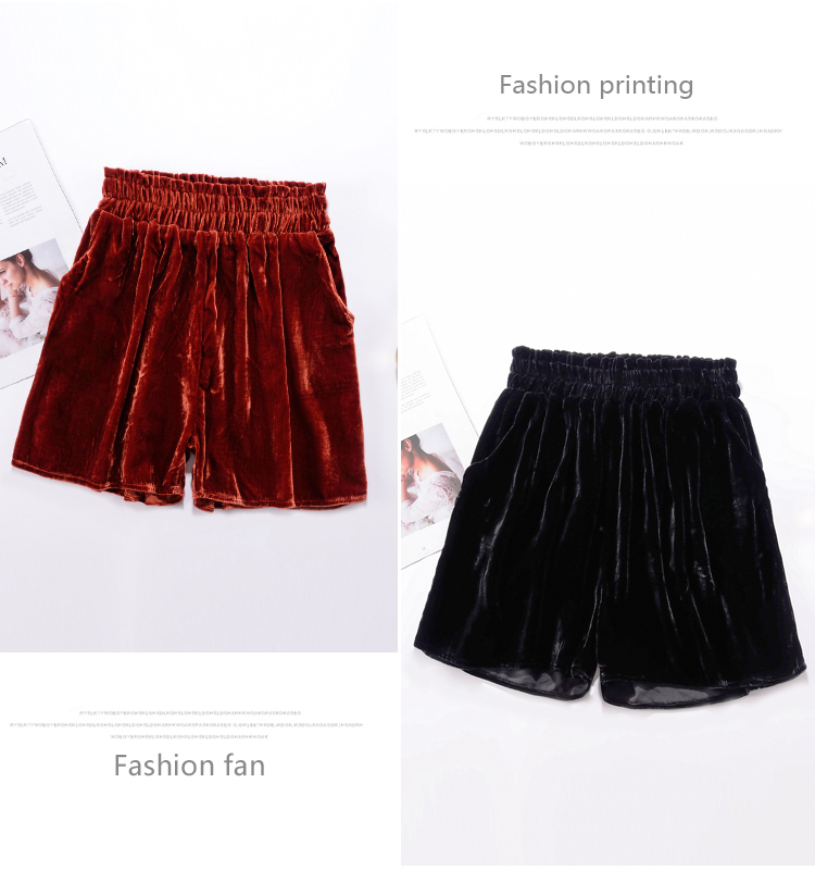 Quần short nhung lụa cho phụ nữ mặc quần cạp cao kích thước lớn - Quần short quần sooc vải nữ 