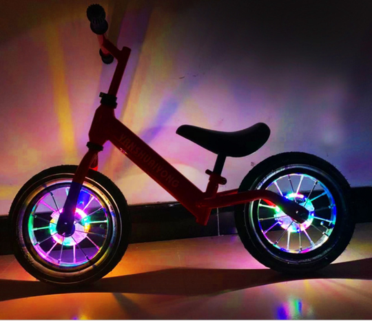 Bicycle flower drum lights Hot Wheels mountain bike spoke lights children's balance wheel lights dead speed USB charging