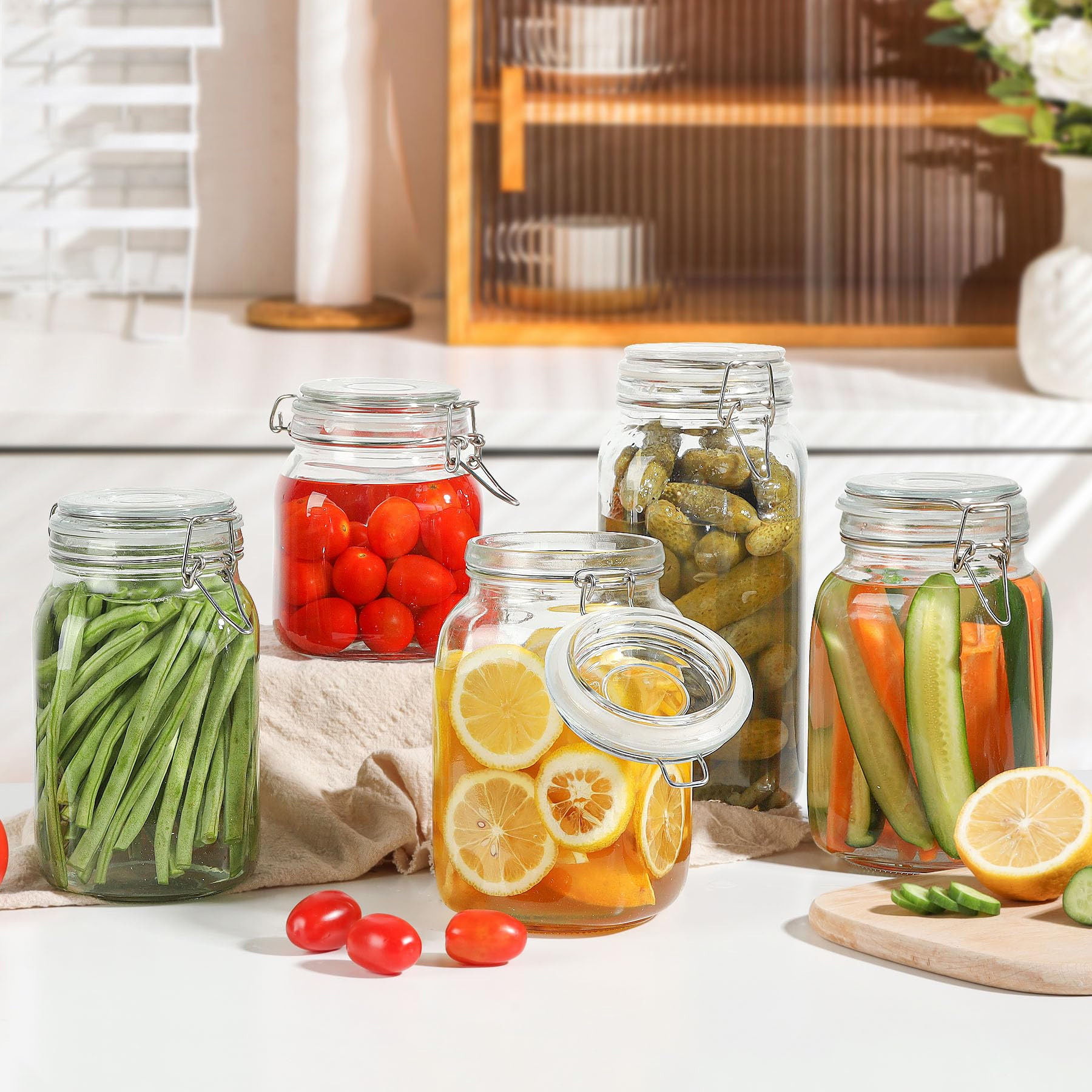 Glass sealed jar large capacity stainless steel buckle