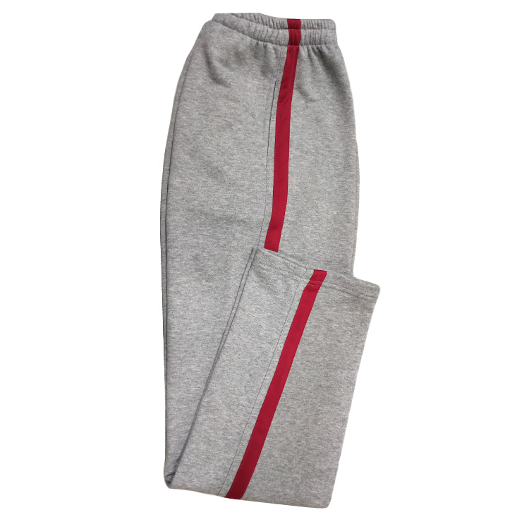 Mùa hè quần cotton mỏng màu xám quần đồng phục học sinh màu xám thiết lập với màu đỏ sẫm thẳng học sinh thường xuyên quần chạy váy trẻ em