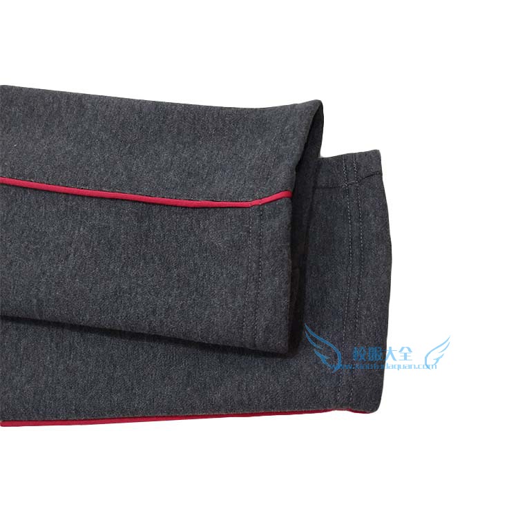Tùy chỉnh mùa thu và mùa đông mẫu đồng phục học sinh cashmere quần thể thao màu xám đậm học sinh nam và nữ quần dài quần màu đỏ đậm bên dày quần áo trẻ em cao cấp