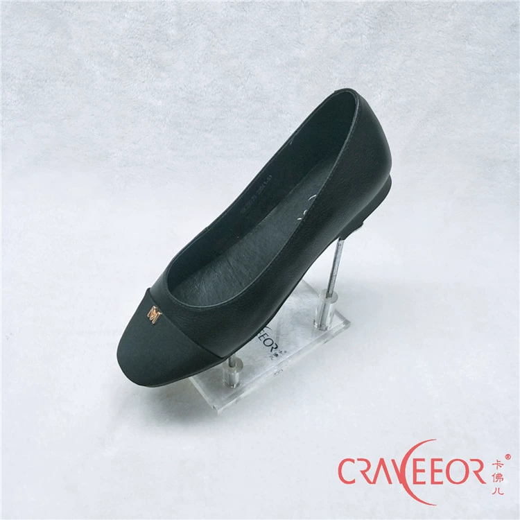 Craveeor / Carver Spring 2019 giày da bò đế bằng gót tròn mũi tròn đế thấp 19C29279 - Giày cắt thấp