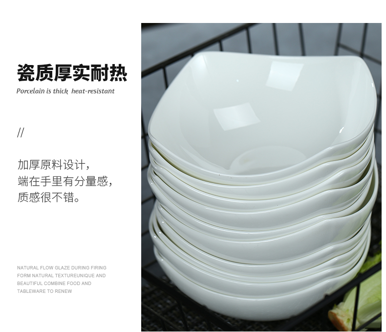 Korean creative salad bowl pure white ipads bowls jingdezhen ceramic bowl bowl household tableware Japanese soup bowl rainbow such use