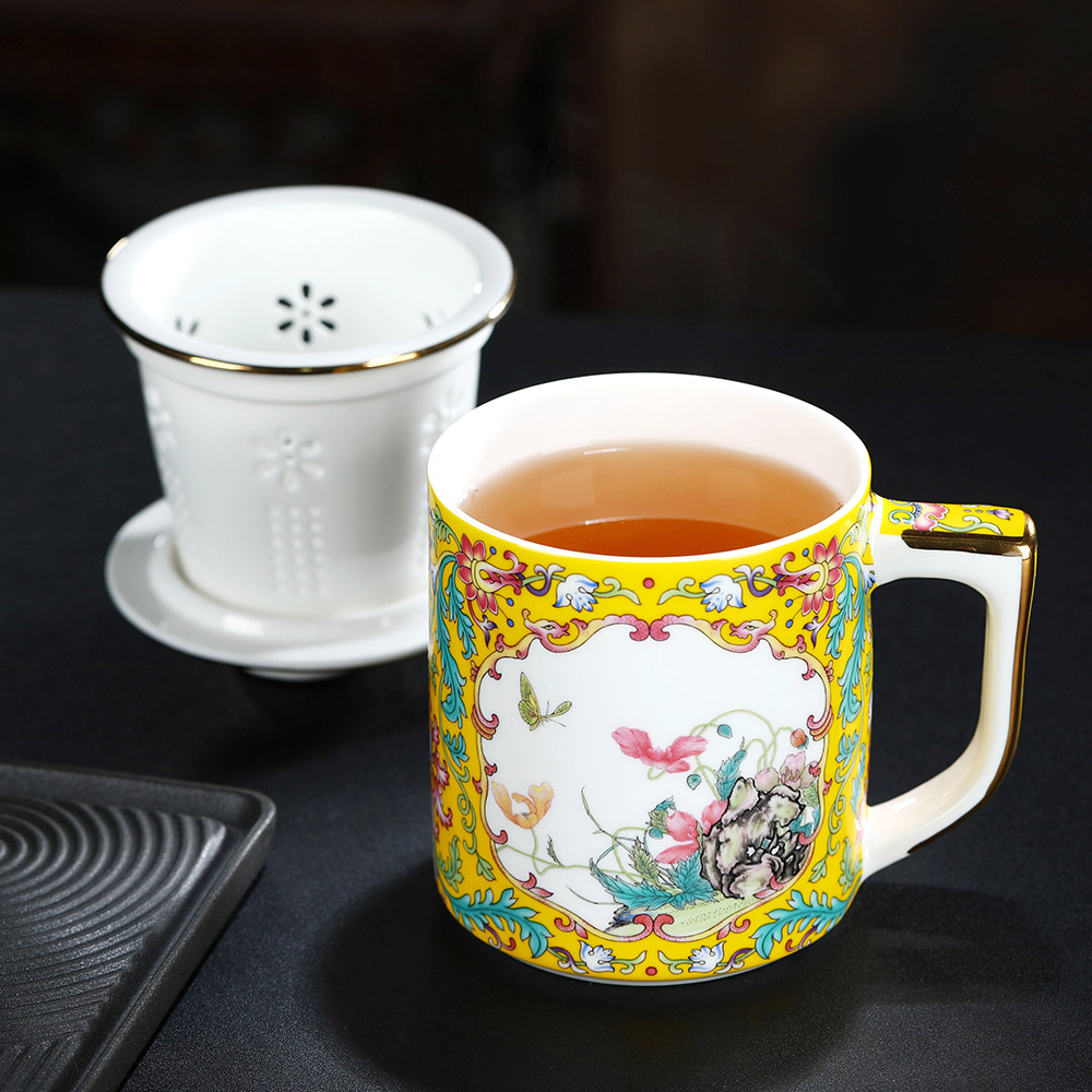 Jingdezhen ceramic filter cups with cover individuals dedicated high - grade enamel glass glass office tea cup