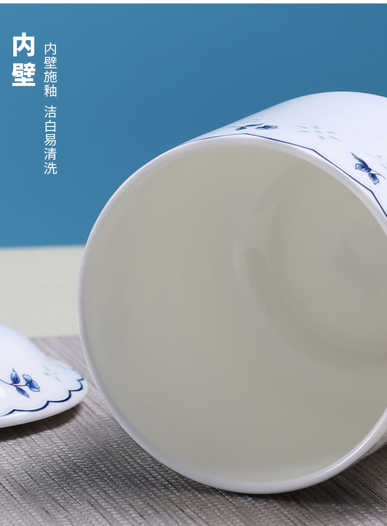 Jingdezhen ceramic cups with cover glass office cup custom blue and white porcelain cup and household ipads porcelain cup