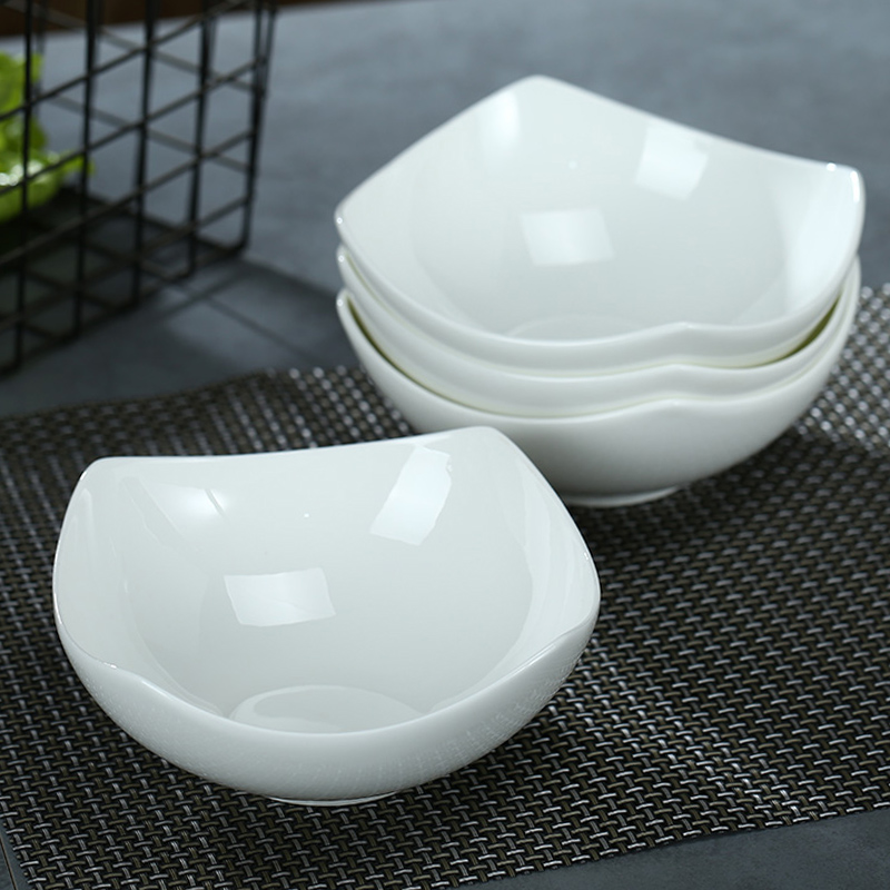 Korean creative salad bowl pure white ipads bowls jingdezhen ceramic bowl bowl household tableware Japanese soup bowl rainbow such use