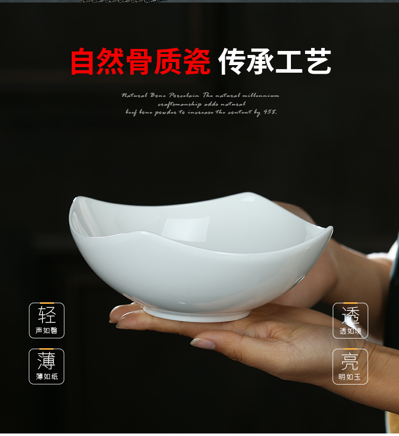 Korean creative salad bowl pure white ipads bowls jingdezhen ceramic bowl bowl household tableware Japanese soup bowl rainbow such use