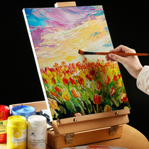 Berglino desktop portable red beech oil painting box Easel wooden foldable watercolor painting frame Sketch sketching Beginner professional art supplies Painting tools Multi-purpose painting box