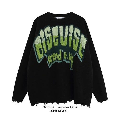 Оригинальный ретро бархатный трикотажный свитер в стиле хип-хоп подходит для мужчин и женщин для отдыха, европейский стиль