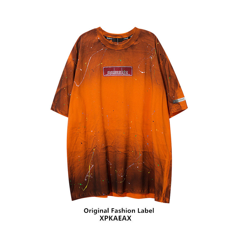 XPKAEAX original trendy brand high street tie-dye short-sleeved T-shirt 2022 new Yabi style hiphop fried street top men