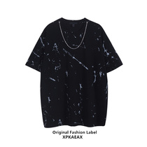XPKAEAX Original Tidal Wave of Fried Street Clothes Man 2021 New Tide High Street Short Sleeve Pure Cotton T-shirt Necklace